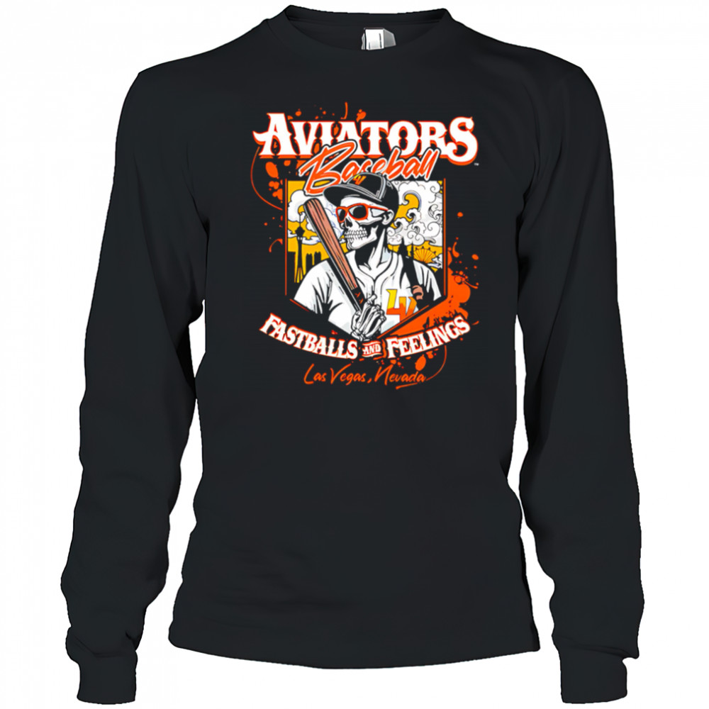 Aviators Baseball Fastballs And Feelings Las Vegas Nevada Skeleton shirt Long Sleeved