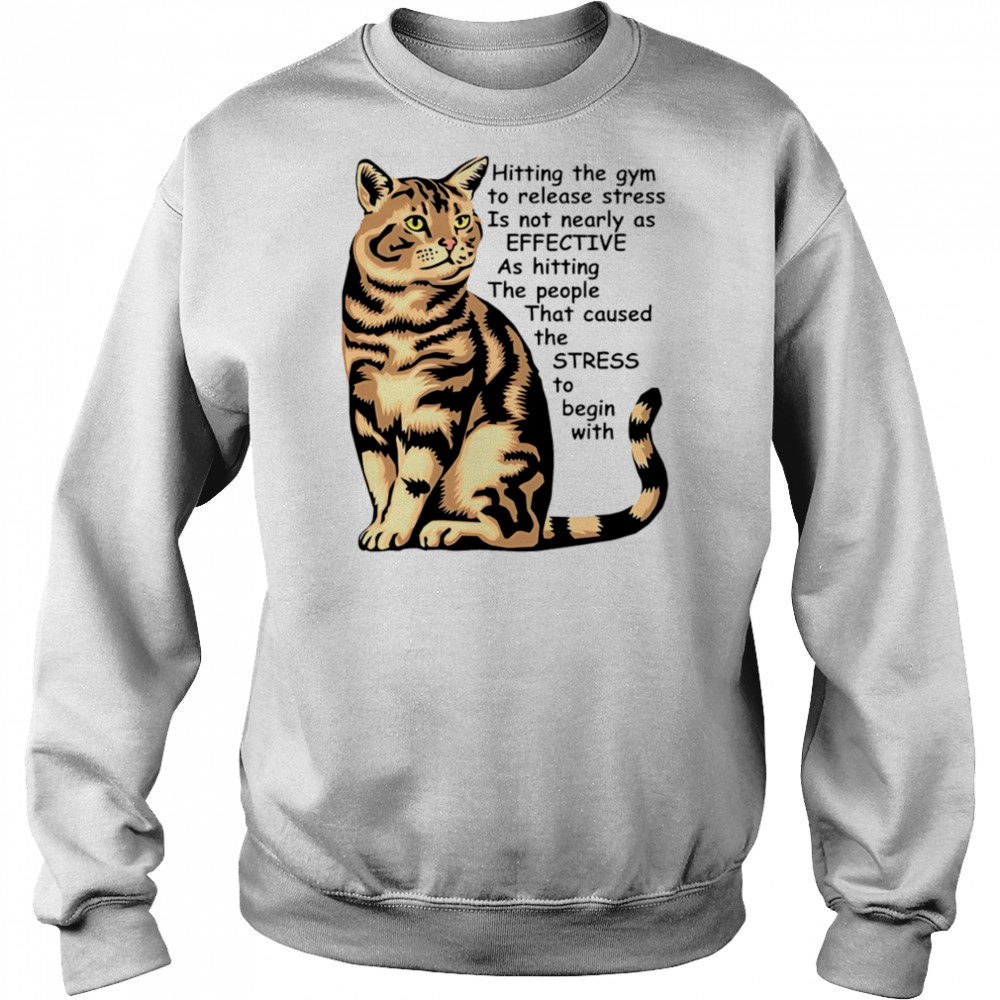 Cat Hitting the gym to release stress is not nearly as effective shirt Hoodie