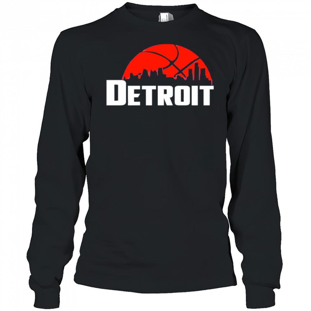 Detroit Pistons Cityscape Skyline style 2025 shirt Long Sleeved