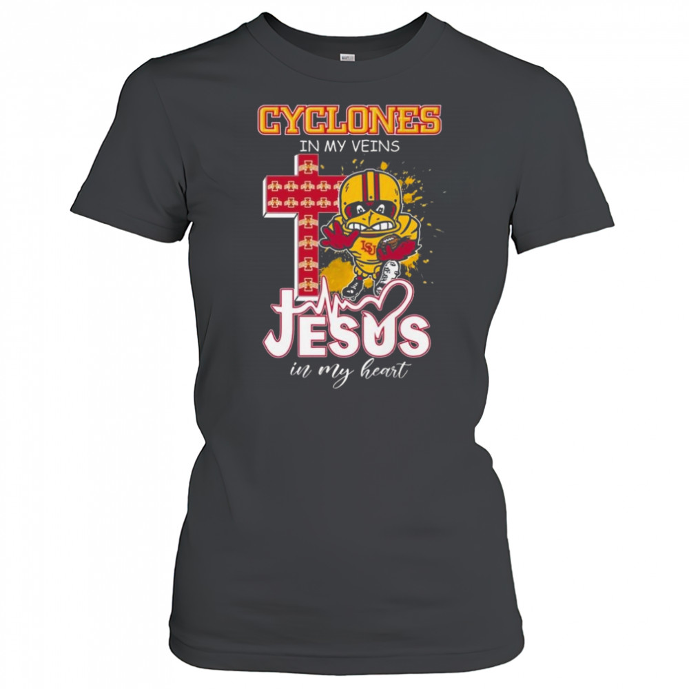 Iowa State Cyclones In My Veins Jesus In My Heart Mascot 2025 Shirt Women's T-shirt