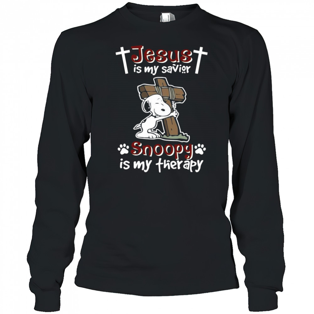 Jesus Is My Savior Snoopy Is My Therapy Peanuts T-Shirt Long Sleeved