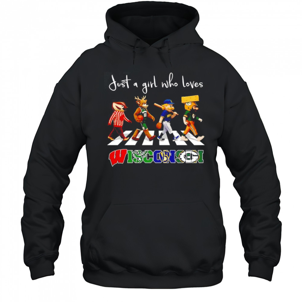 Just a girl who loves Wisconsin sports mascot shirt Hoodie