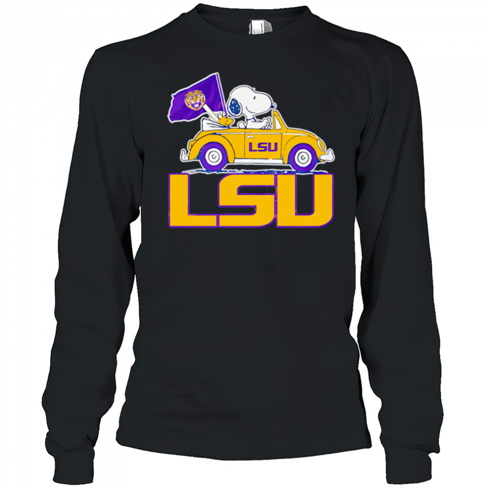 LSU Tigers x Snoopy go by car shirt Long Sleeved
