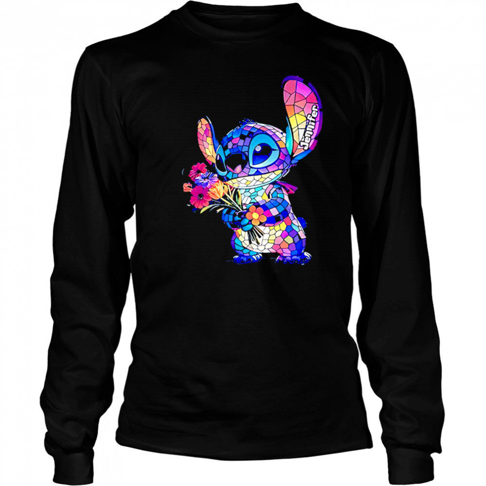 Stitch Monster with Flower LED Light shirt Long Sleeved