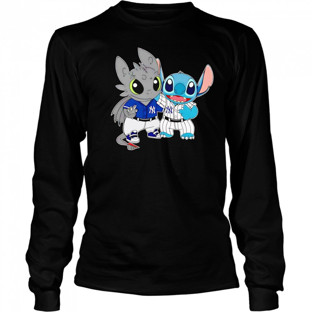 Toothless Night Fury and Stitch New York Yankees shirt Long Sleeved