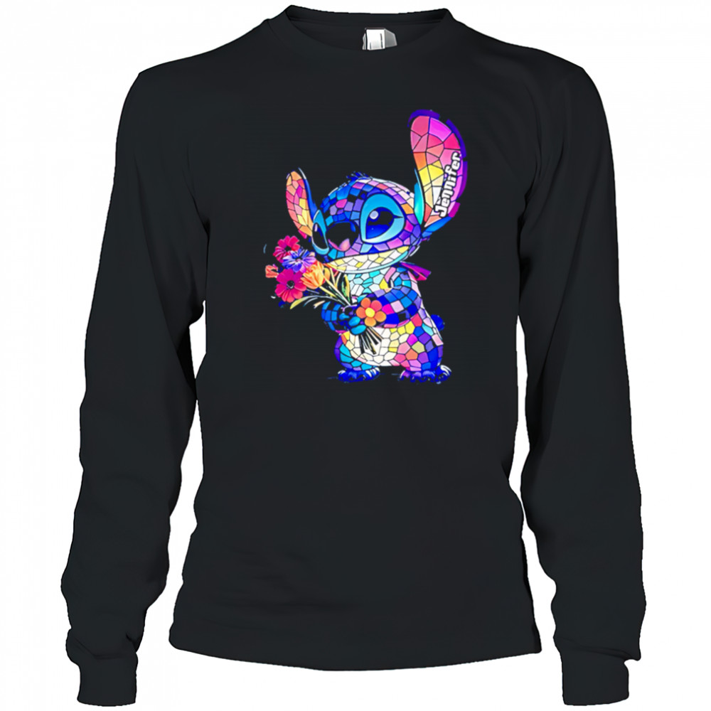 Stitch Monster with Flower LED Light shirt Long Sleeved
