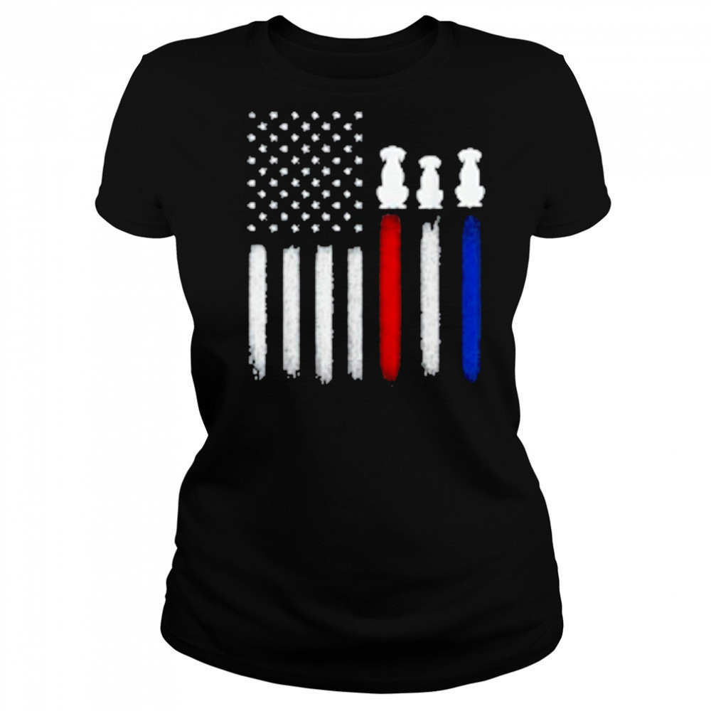 American Flag with Dog Silhouettes, Pet Lover 4th of July T-Shirt Women's T-shirt