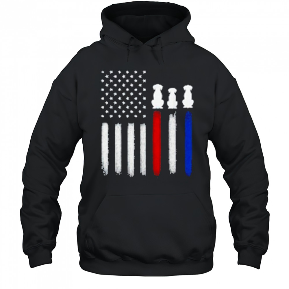 American Flag with Dog Silhouettes, Pet Lover 4th of July T-Shirt Hoodie