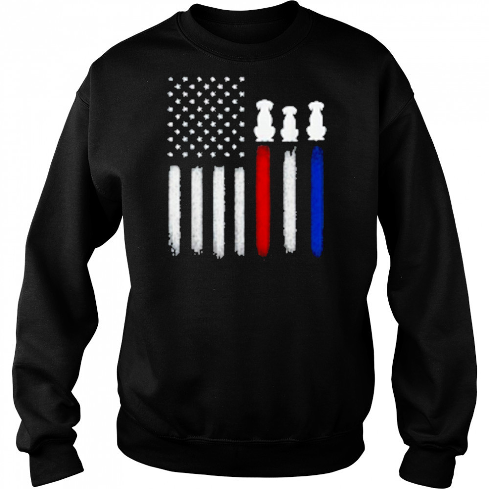 American Flag with Dog Silhouettes, Pet Lover 4th of July T-Shirt Hoodie
