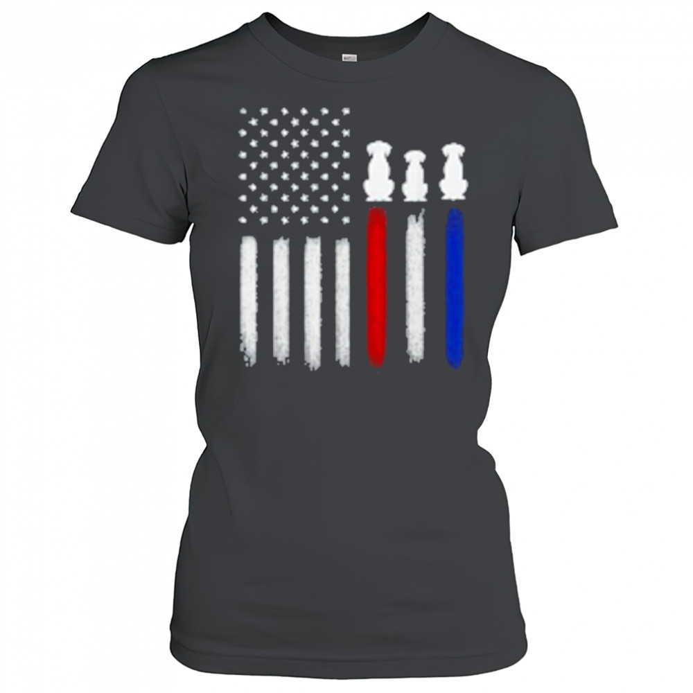 American Flag with Dog Silhouettes, Pet Lover 4th of July T-Shirt Women's T-shirt