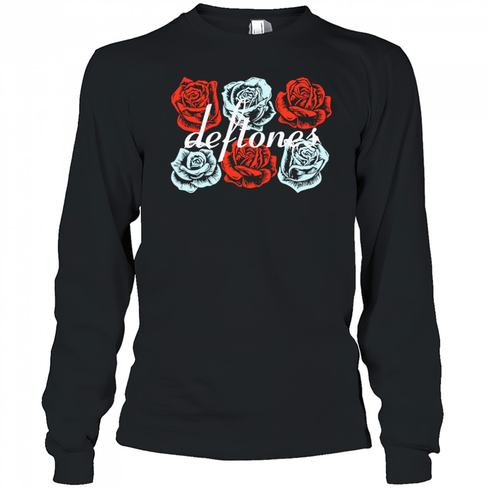 Deftones Red & Blue Roses Boyfriend Fit Girls T-shirt Long Sleeved