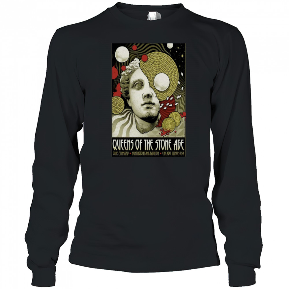 Queens of the Stone Age June 21 2025 Chicago IL Poster T-Shirt Long Sleeved