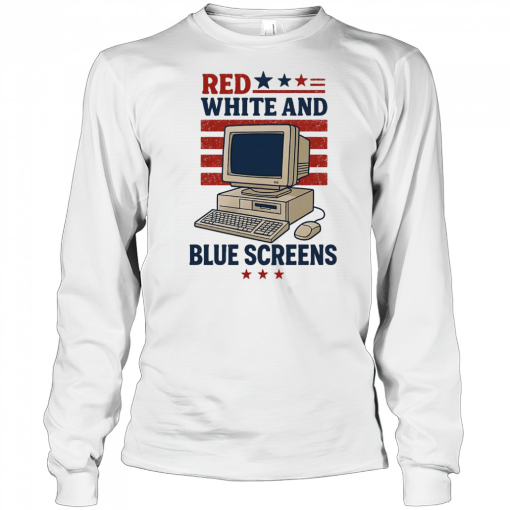 Red white and Blue Screens shirt Long Sleeved