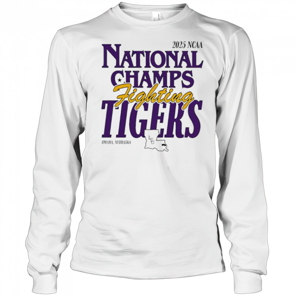 LSU Tigers 2025 NCAA Baseball Men’s College World Series Champions cream shirt Long Sleeved