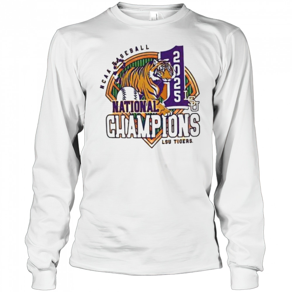 LSU Tigers MLB 2025 NCAA Baseball National Champions #1 Mascot shirt Long Sleeved