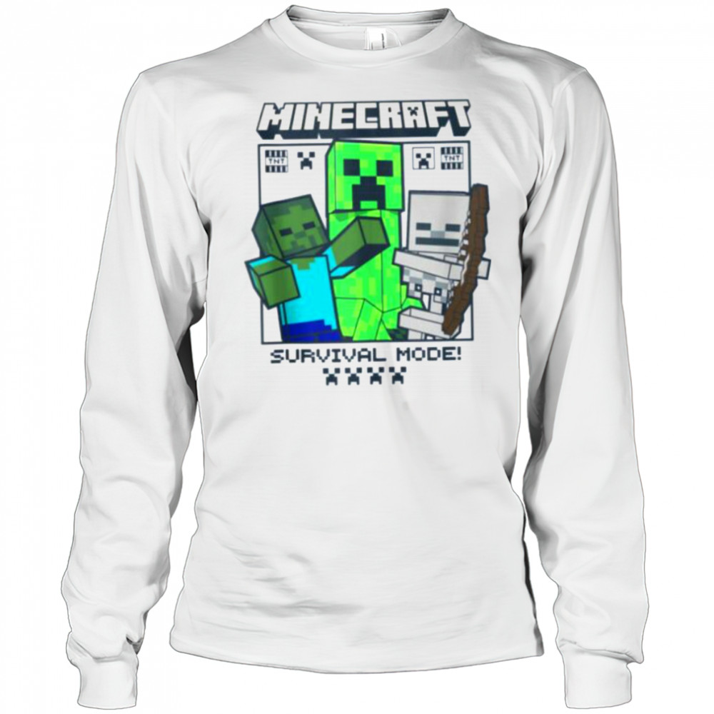 Minecraft Creeper Zombie Skeleton Survival Mode Shirt Long Sleeved