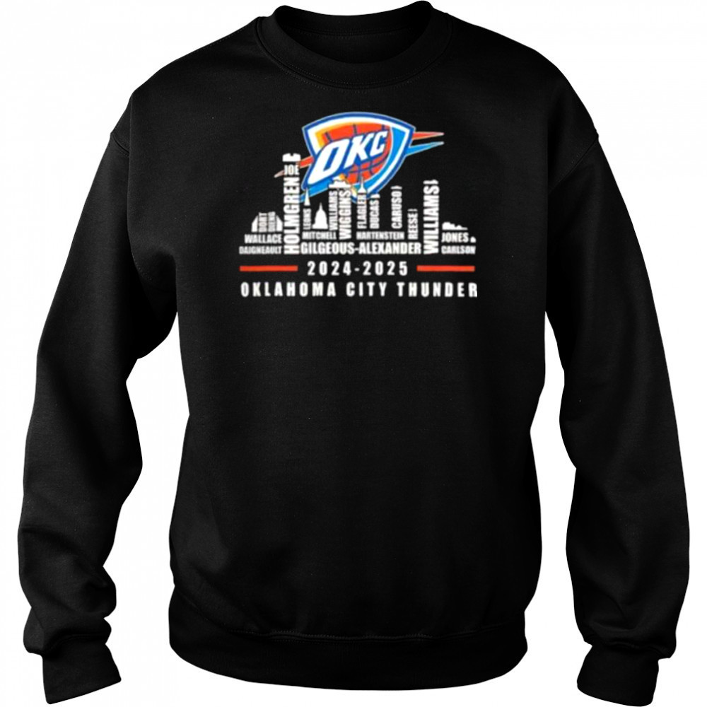 Oklahoma City Thunder 2024 2025 team roster city skyline shirt Hoodie