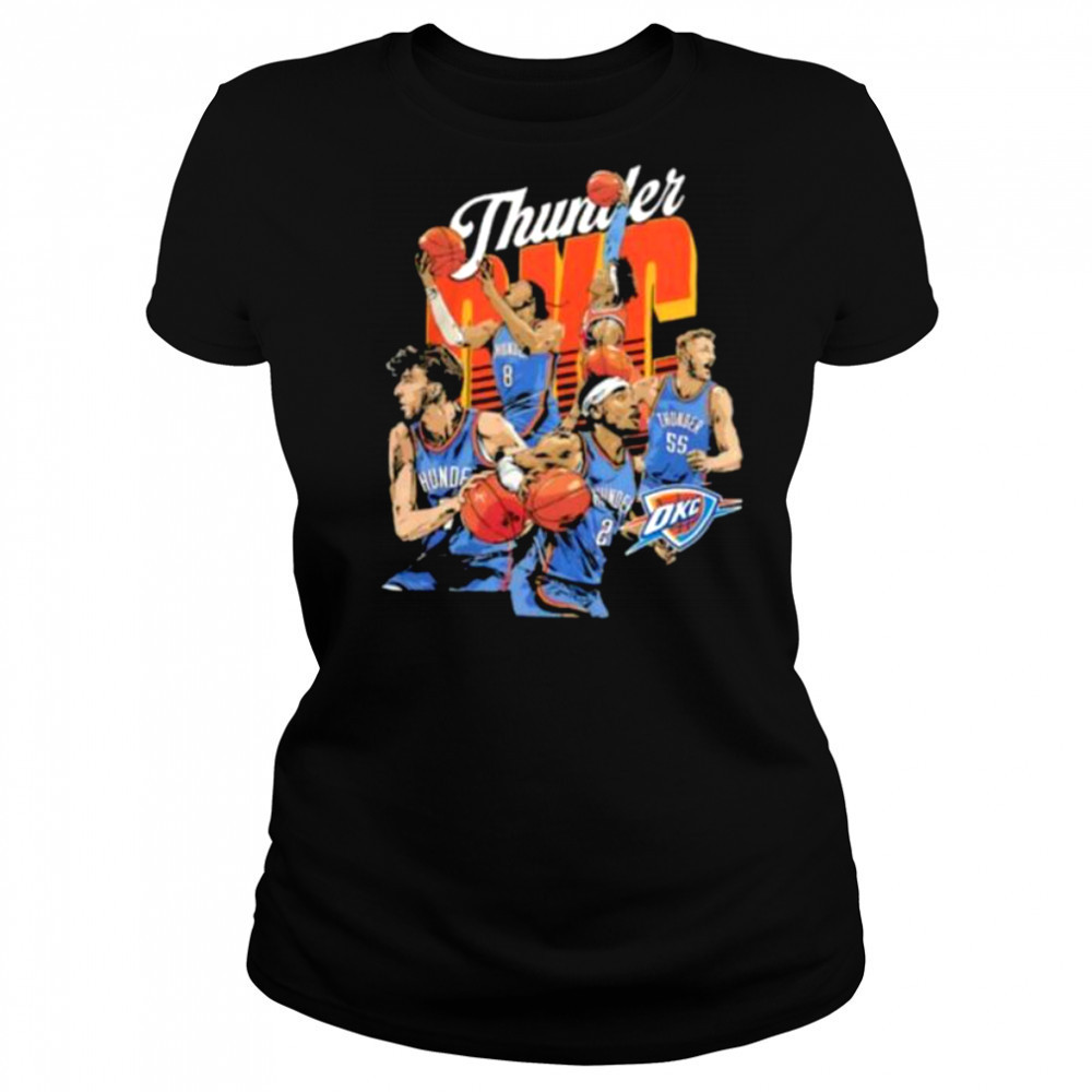 Oklahoma City Thunder basketball starting 5 players team stars caricature shirt Women's T-shirt