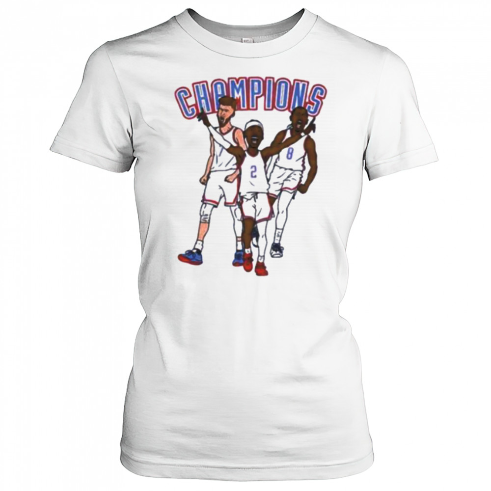 SGA Chet Holmgren Oklahoma and Jalen Williams City Thunder NBA Basketball Champions cartoon shirt Women's T-shirt