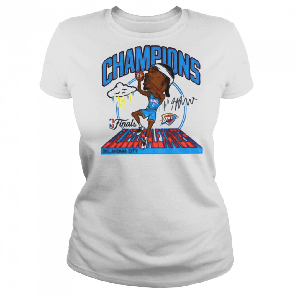 Shai Gilgeous Alexander caricature Oklahoma City Thunder NBA Finals Champions signature shirt Women's T-shirt