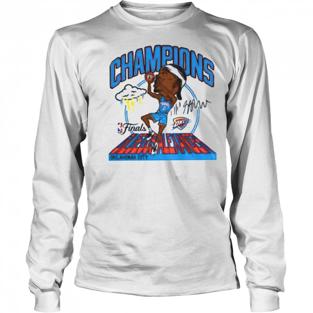 Shai Gilgeous Alexander caricature Oklahoma City Thunder NBA Finals Champions signature shirt Long Sleeved