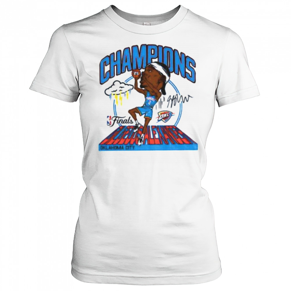 Shai Gilgeous Alexander caricature Oklahoma City Thunder NBA Finals Champions signature shirt Women's T-shirt