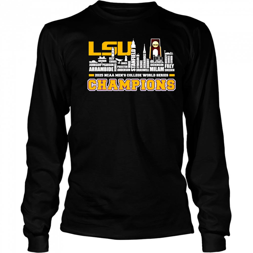 Skyline name LSU Tigers 2025 NCAA Men’s College World Series Champions shirt Long Sleeved
