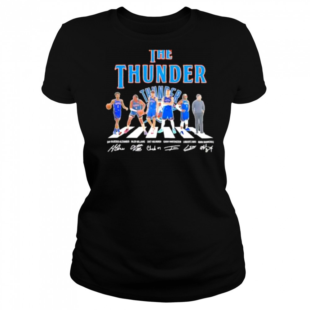The Oklahoma City Thunder walking across signatures shirt Women's T-shirt