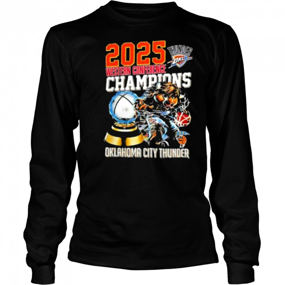 Western Conference Champions Oklahoma City Thunder NBA 2025 shirt Long Sleeved