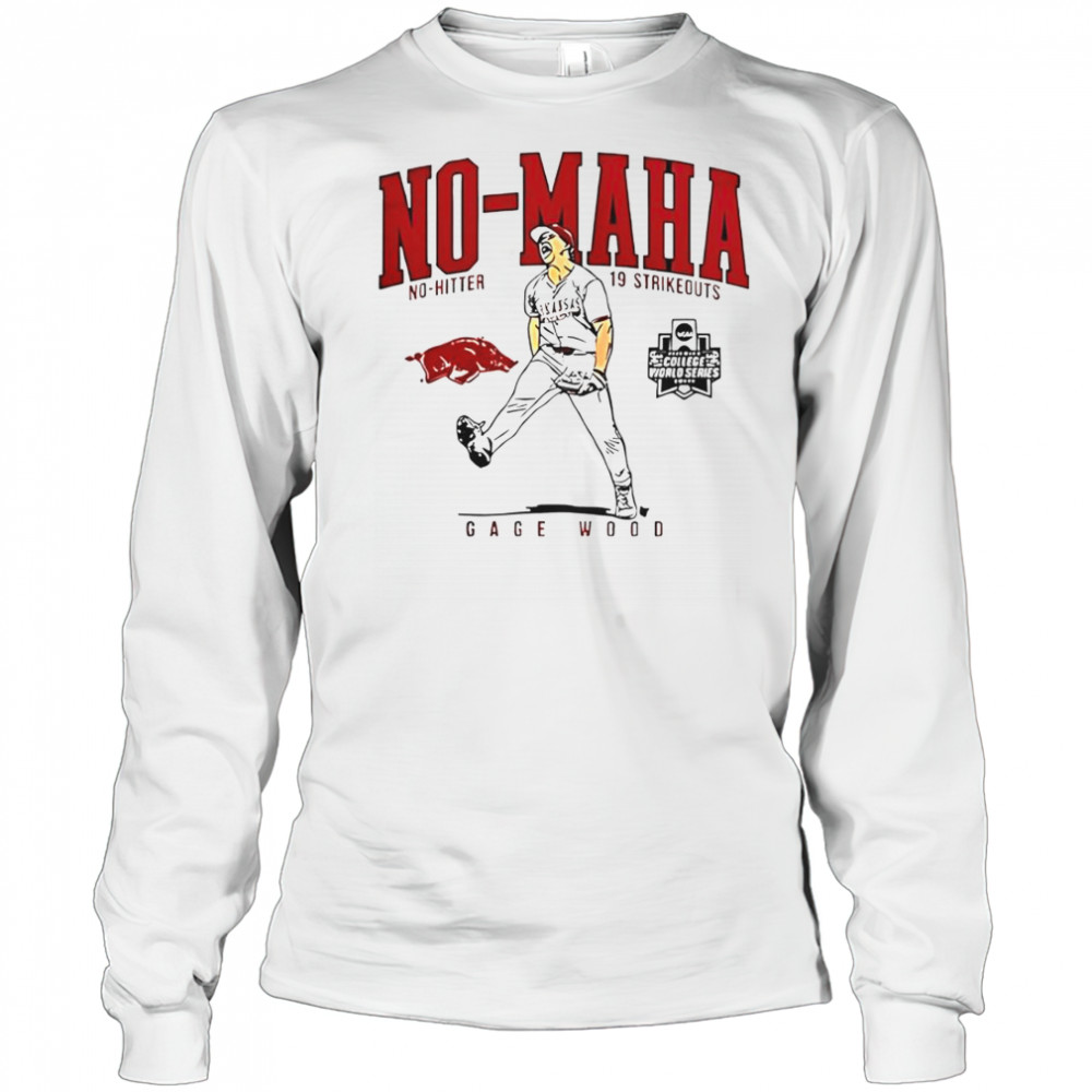 Arkansas Razorbacks Gage Wood No-Maha No-Hitter 19 Strikeouts T-Shirt Long Sleeved