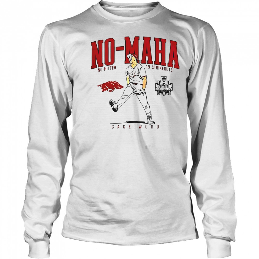 Arkansas Razorbacks Gage Wood No-Maha No-Hitter 19 Strikeouts T-Shirt Long Sleeved