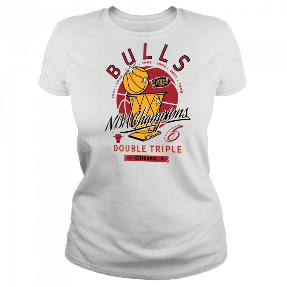 Chicago Bulls NBA Champions 6 Double Triple Chicago golden trophy shirt Women's T-shirt