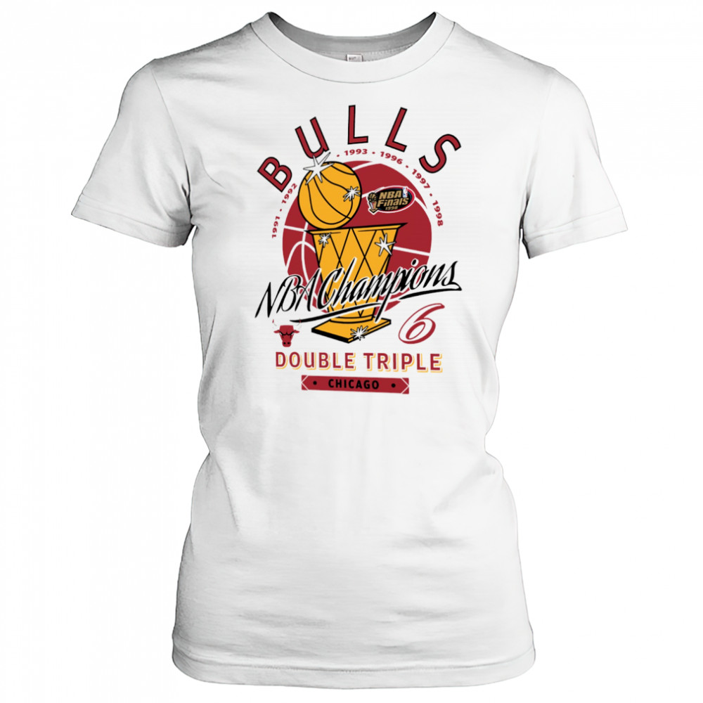 Chicago Bulls NBA Champions 6 Double Triple Chicago golden trophy shirt Women's T-shirt