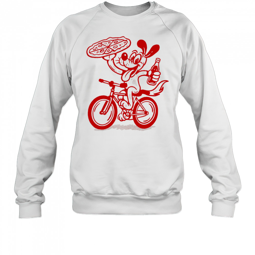 Dog riding bike with Pizza and soda shirt Sweatshirt