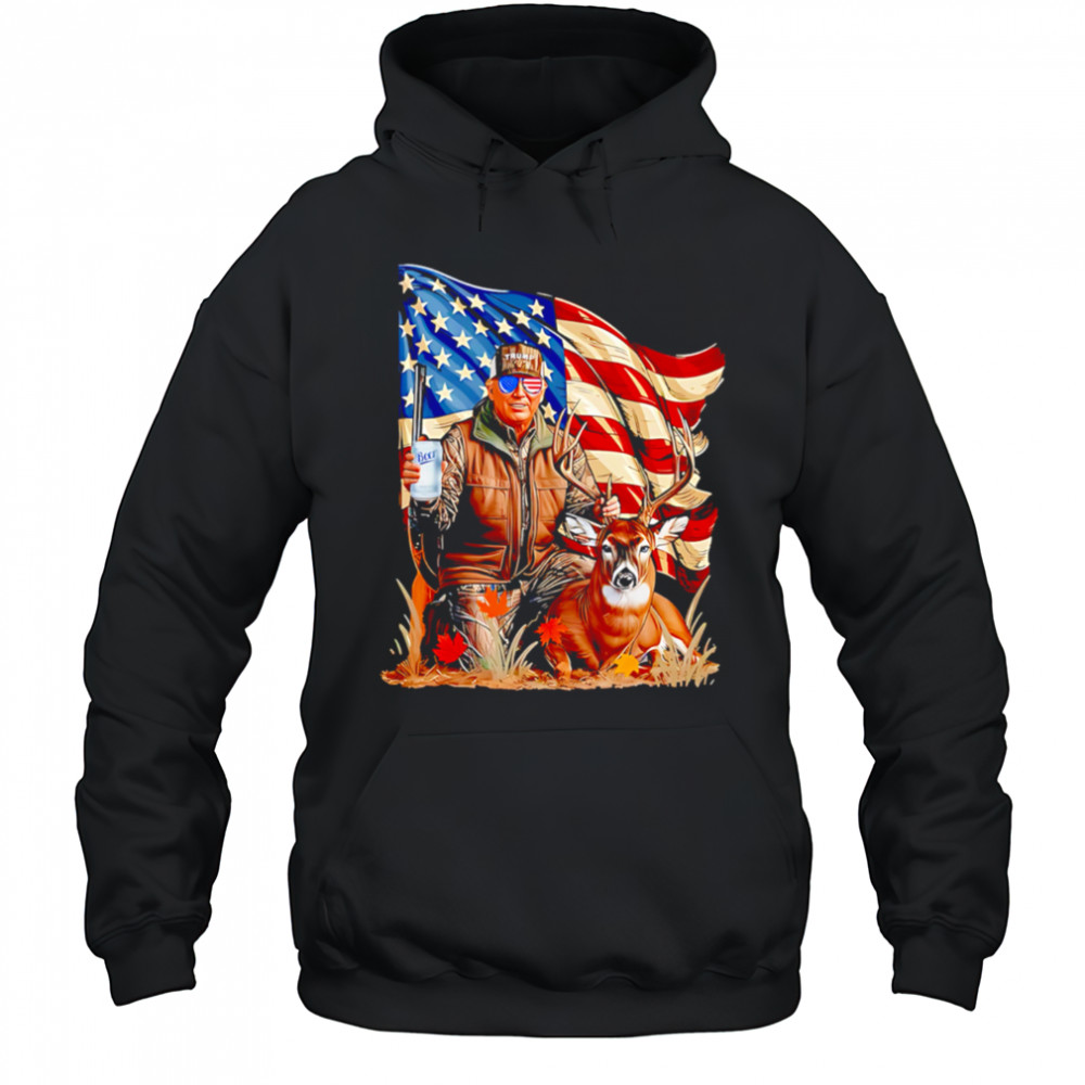 Donald Trump Maga Deer Hunting Parotic American Flag shirt Hoodie