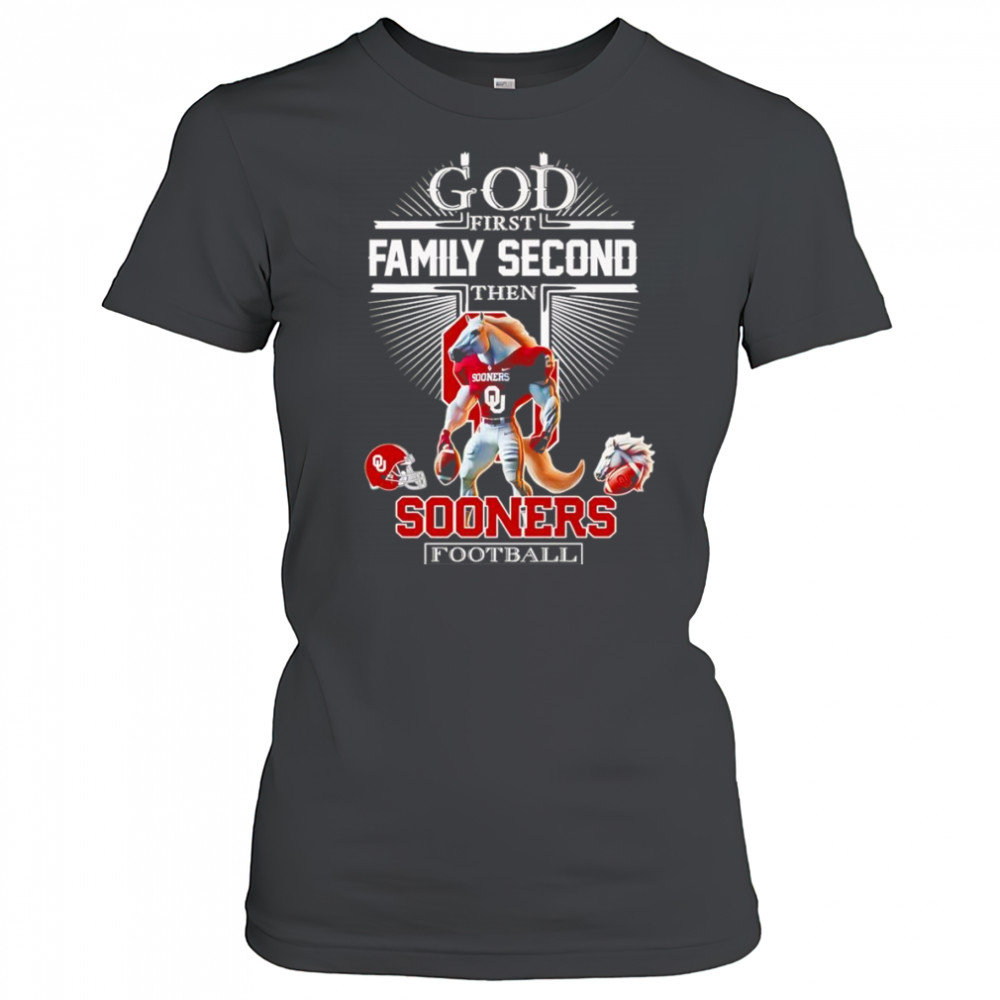 God first family second then Sooners football mascot shirt Women's T-shirt