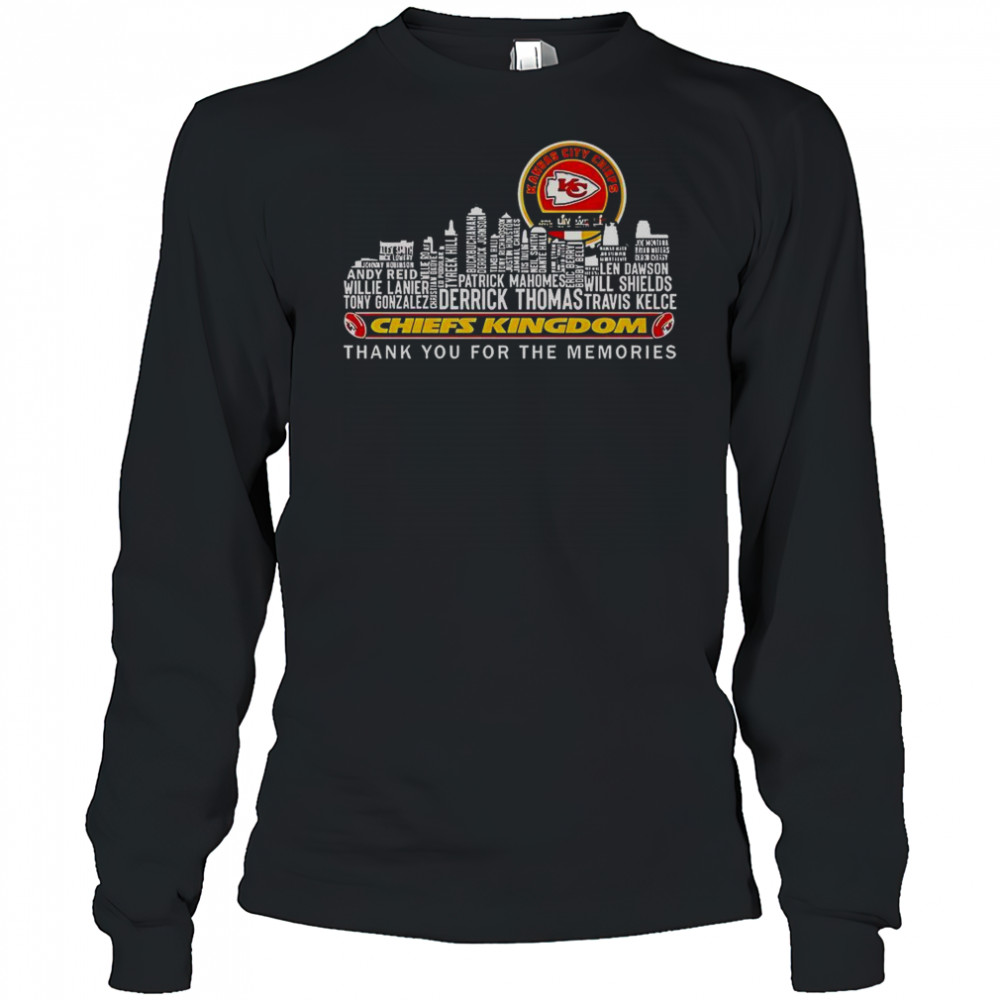 Kansas City Chiefs Football Chiefs Kingdom Thank You For The Memories Skyline T-Shirt Long Sleeved