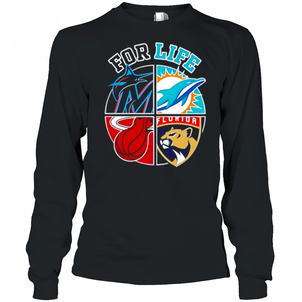 MiamI dolphins marlins heat and panthers for life shirt Long Sleeved