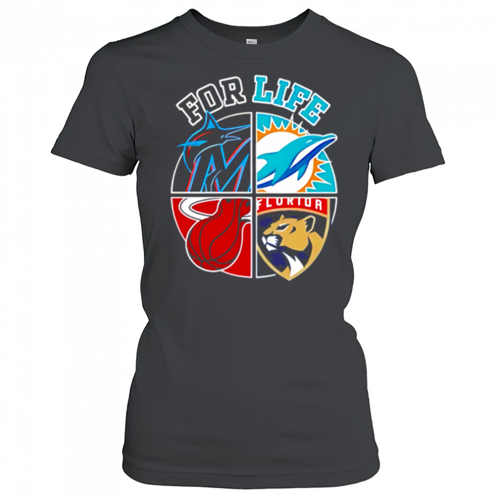 MiamI dolphins marlins heat and panthers for life shirt Women's T-shirt