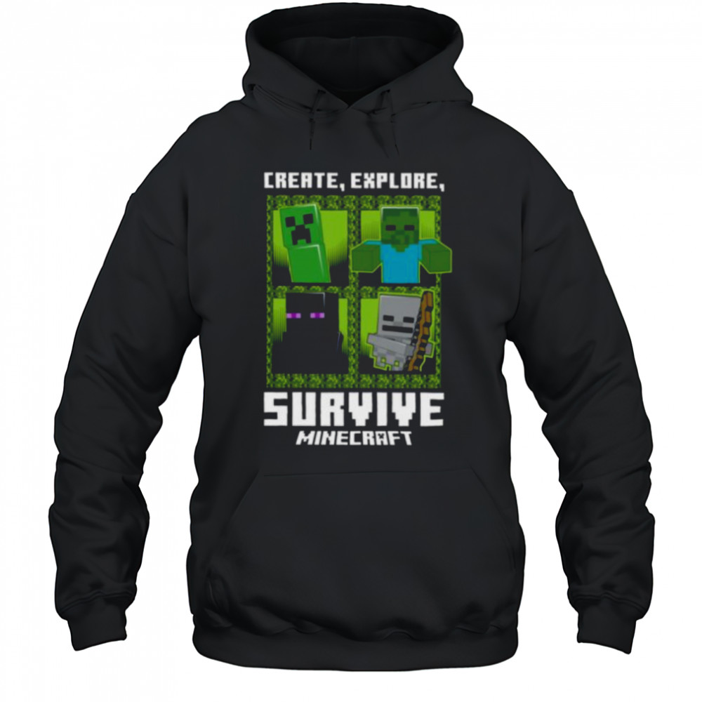 Minecraft Create Explore Survive With Mobs Shirt Hoodie