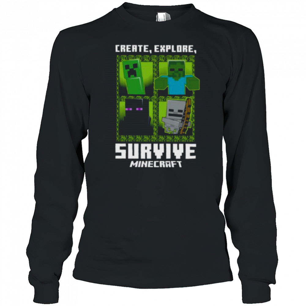 Minecraft Create Explore Survive With Mobs Shirt Long Sleeved