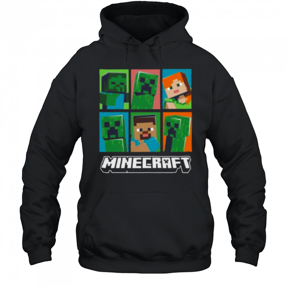 Minecraft Creeper Zombie Alex Steve Character Grid Shirt Hoodie