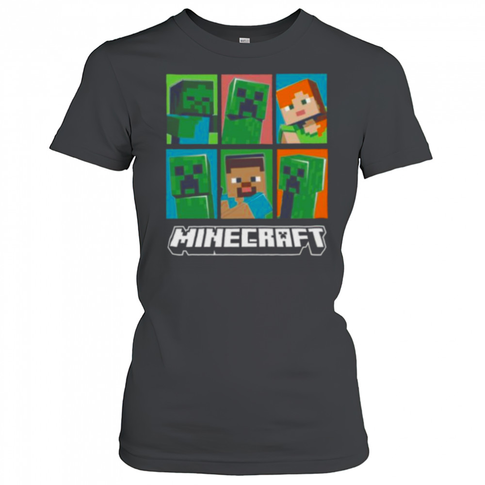 Minecraft Creeper Zombie Alex Steve Character Grid Shirt Women's T-shirt