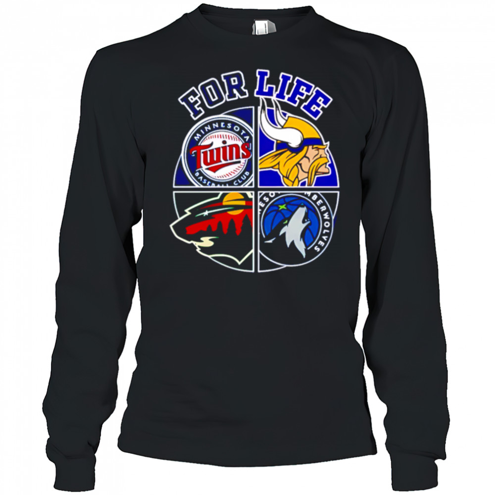 Minnesota vikings twins timberwolves and wild for life shirt Long Sleeved