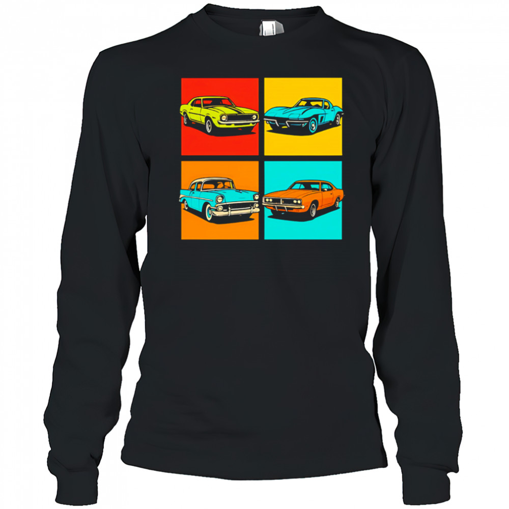 Muscle Cars Pop Art Design vintage shirt Long Sleeved