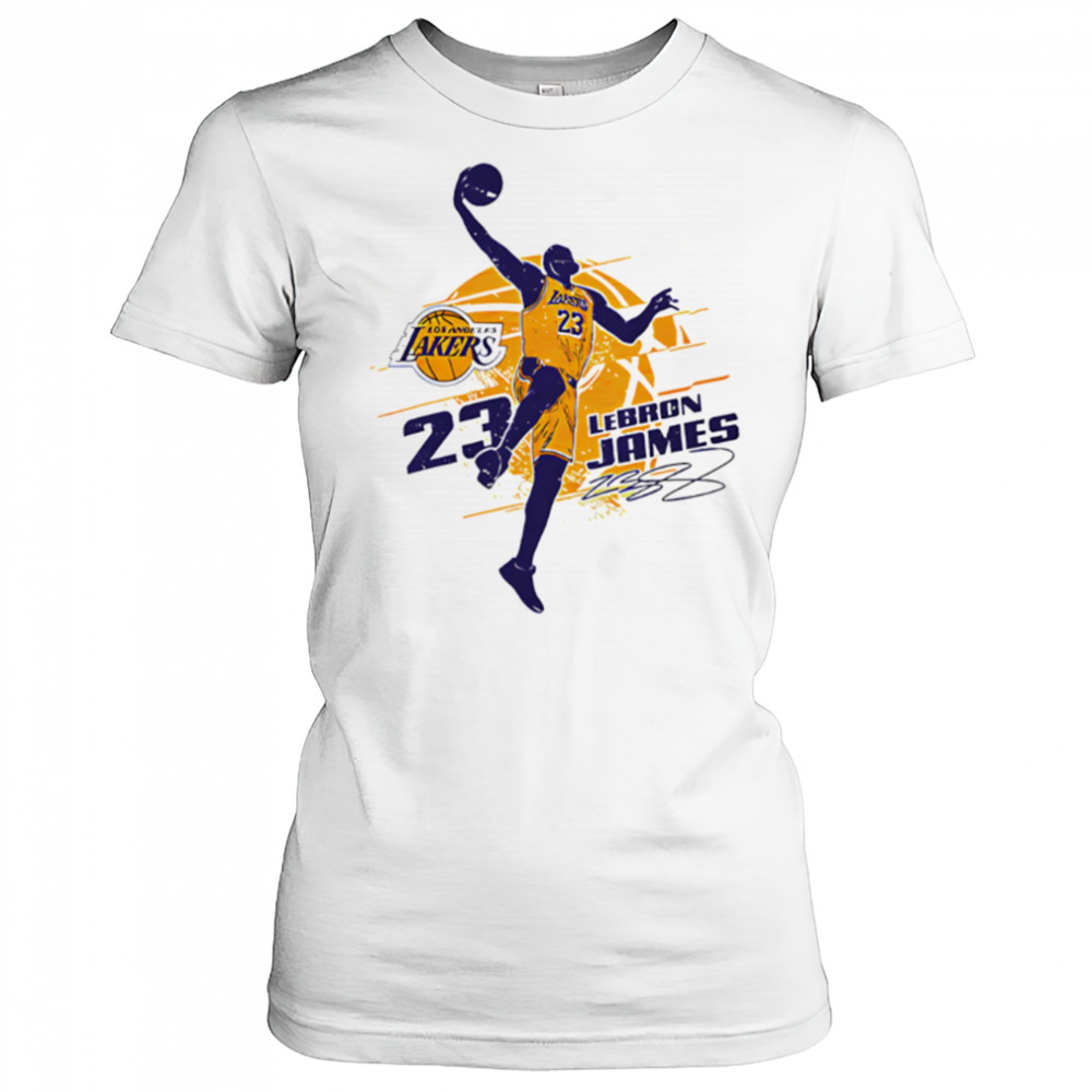 NBA Los Angeles Lakers LeBron James 23 Silhouette Design shirt Women's T-shirt