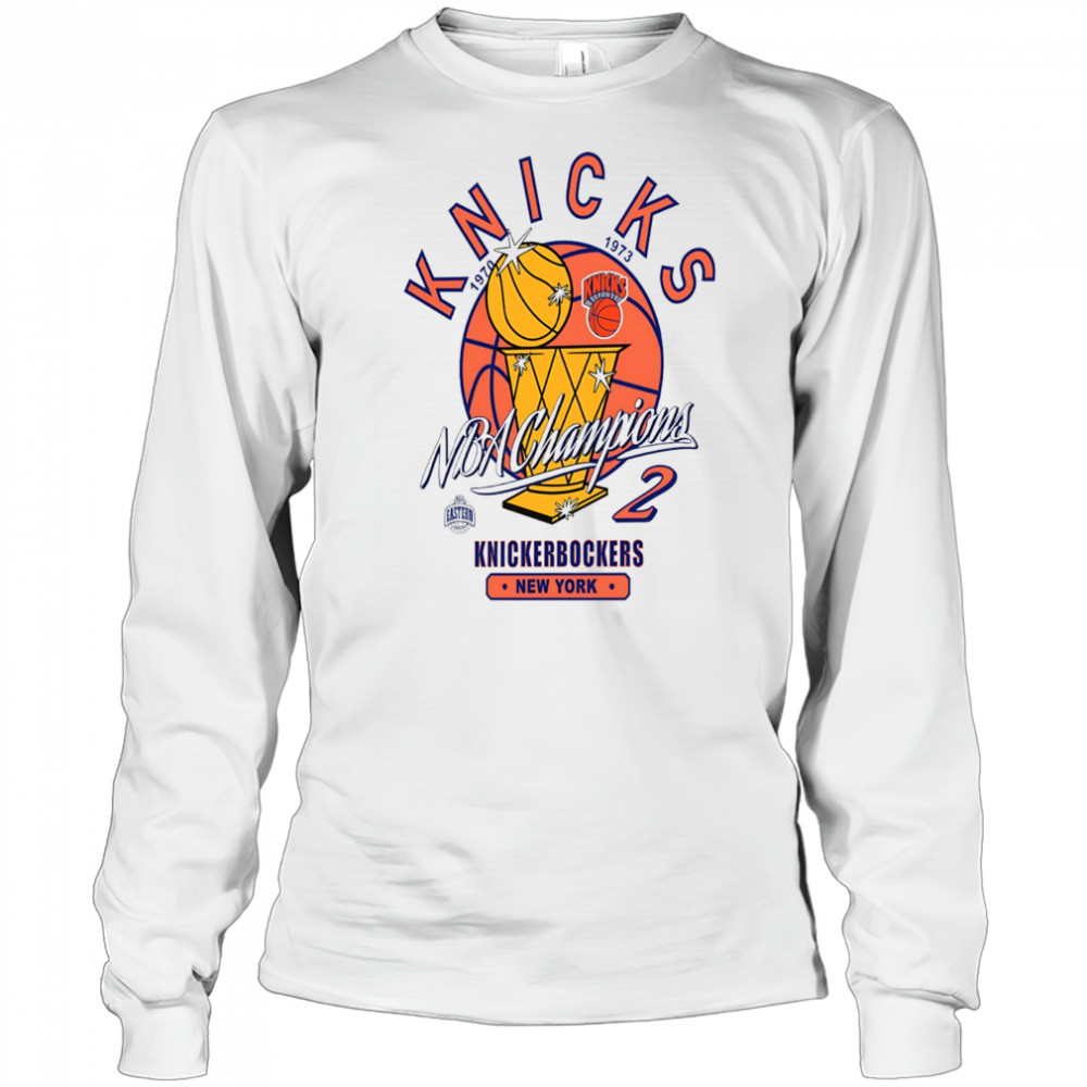 New York Knicks NBA Champions 2 Knickerbockers New York golden trophy shirt Long Sleeved