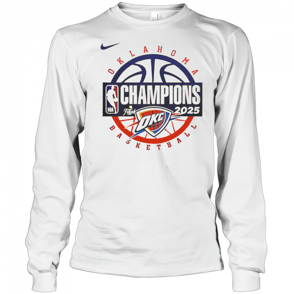 Oklahoma City Thunder Men’s Basketball 2025 NBA Champions T-Shirt Long Sleeved