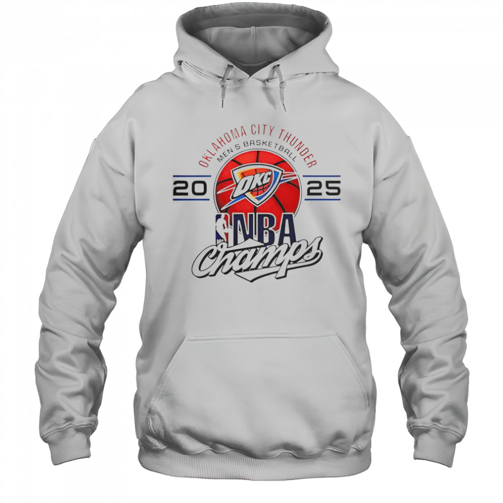 Oklahoma City Thunder Men’s Basketball 2025 NBA Champs Logo T-Shirt Hoodie
