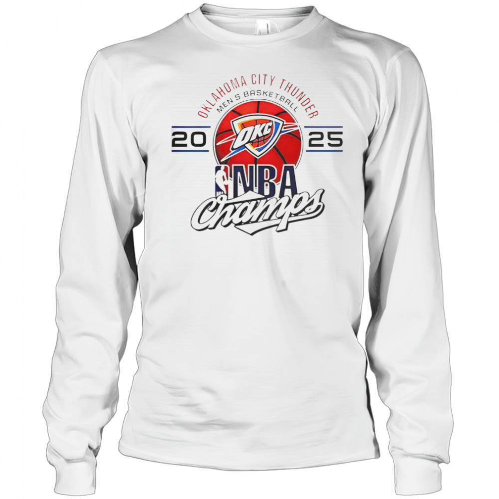 Oklahoma City Thunder Men’s Basketball 2025 NBA Champs Logo T-Shirt Long Sleeved